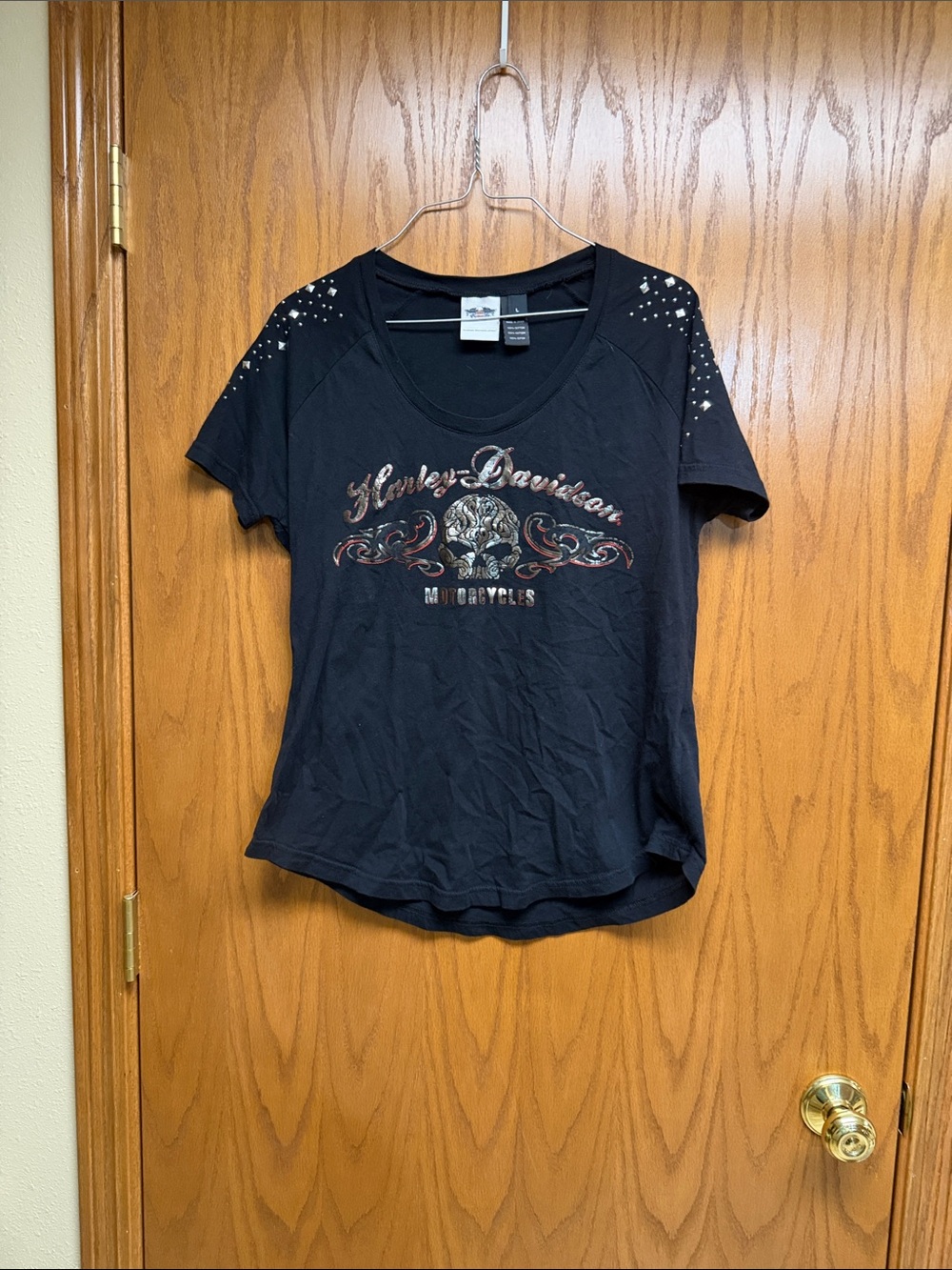 Harley-Davidson Black Short Sleeve Logo Tee with Stud Accents